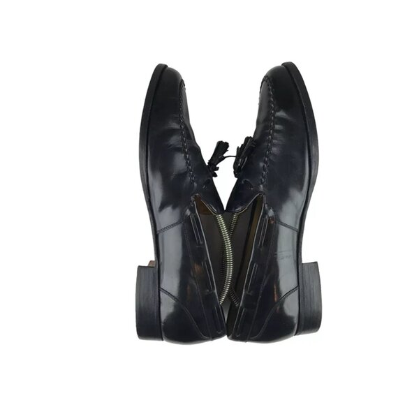 Jarman Mens Black Leather Almond Toe Slip On Block Heel Loafer‎ Shoes Size US 9D - Picture 6 of 10